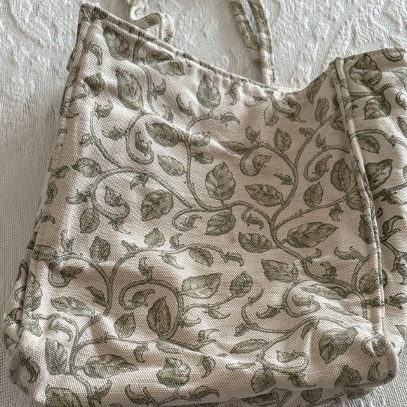 Gently Loved Longaberger Green Leaf Pattern Mini Tote - Picture 4 of 9